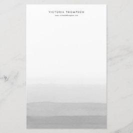 Moderne Waterverf Grey Ombre gepersonaliseerd Briefpapier