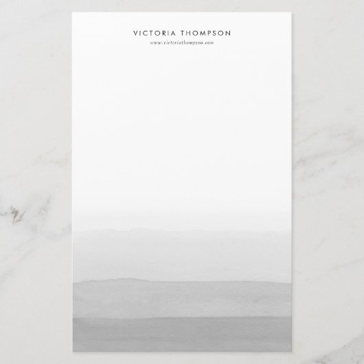 Moderne Waterverf Grey Ombre gepersonaliseerd Briefpapier (Voorkant)