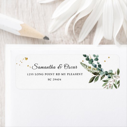 Moderne Waterverf Griekenland Eucalyptus Gold Lijs Etiket (Insitu)