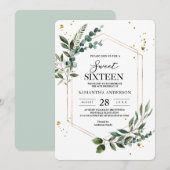 Moderne Waterverf Griekenland Eucalyptus Gold Lijs Kaart (Voorkant / Achterkant)