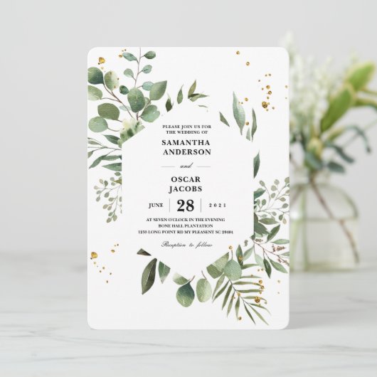 Moderne Waterverf Griekenland Eucalyptus Green Lij Kaart (Staand voorkant)