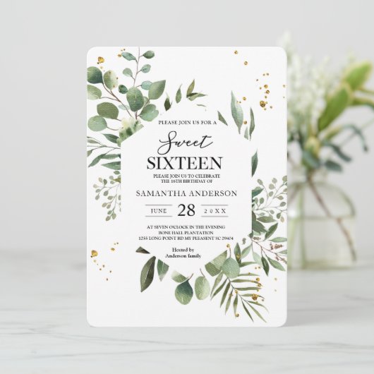 Moderne Waterverf Griekenland Eucalyptus Green Lij Kaart (Staand voorkant)