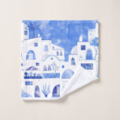 Moderne Waterverf - Grieks eiland Santorini Bad Handdoek (Wasdoekje)