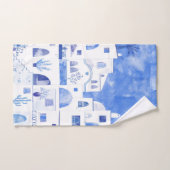 Moderne Waterverf - Grieks eiland Santorini Bad Handdoek (Handdoek)