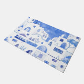 Moderne Waterverf - Grieks eiland Santorini Deurmat (Schuin)