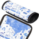 Moderne Waterverf - Grieks eiland Santorini Handvat Beschermer<br><div class="desc">Een blauw en wit schilderij van het dorp Oia op het Griekse eiland Santorini.</div>