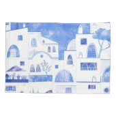 Moderne Waterverf - Grieks eiland Santorini Kussensloop (Achterkant-Links)