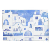 Moderne Waterverf - Grieks eiland Santorini Kussensloop (Voorkant-Links)