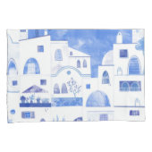 Moderne Waterverf - Grieks eiland Santorini Kussensloop (Voorkant-Rechts)