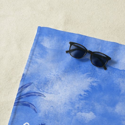 Moderne Waterverf - Grieks eiland Santorini Strandlaken (In situ)