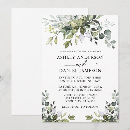 Moderne Waterverf Grieks huwelijk kalligrafie Kaart (Voorkant / Achterkant)