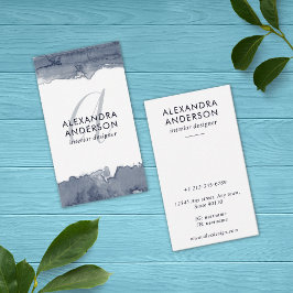 Moderne Waterverf grijs monogram minimalistisch Visitekaartje