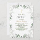 Moderne Waterverf groen baby meisje doop Kaart (Voorkant)