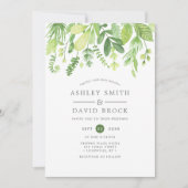 Moderne Waterverf groen botanische bruiloft Kaart (Voorkant)