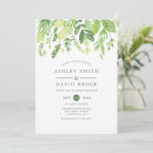 Moderne Waterverf groen botanische bruiloft Kaart (Staand voorkant)