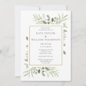 Moderne Waterverf groen foto repetitie diner Kaart (Voorkant)