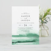 Moderne Waterverf | Groen front- en rughuwelijk Kaart (Staand voorkant)