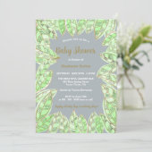 Moderne Waterverf Groen Goud Bladeren Baby shower Kaart (Staand voorkant)