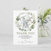 Moderne Waterverf groen gouden Baby olifant Bedankkaart (Staand voorkant)