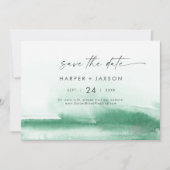 Moderne Waterverf | Groen horizontaal sparen de Da Save The Date (Voorkant)