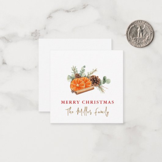 Moderne waterverf groen Kerst Notitiekaartje (Voorkant / Achterkant in situ)