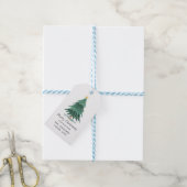 Moderne Waterverf Groen Kerstboom  Cadeaulabel (Met Touw)