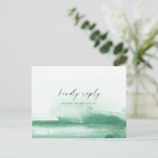 Moderne Waterverf | Groen menu Keuze RSVP (Staand voorkant)