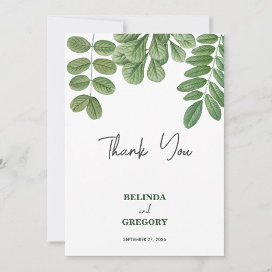 Moderne Waterverf groen smaragd groene bruiloft Bedankkaart (Voorkant)