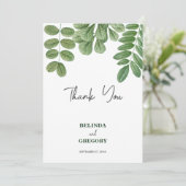 Moderne Waterverf groen smaragd groene bruiloft Bedankkaart (Staand voorkant)