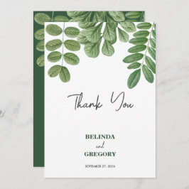 Moderne Waterverf groen smaragd groene bruiloft Bedankkaart