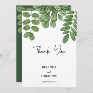 Moderne Waterverf groen smaragd groene bruiloft Bedankkaart