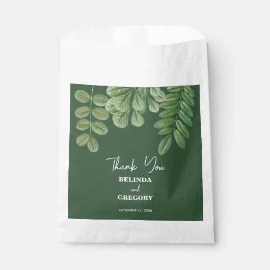 Moderne Waterverf groen smaragd groene bruiloft Bedankzakje (Voorkant)