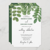 Moderne Waterverf groen smaragd groene bruiloft Kaart (Voorkant / Achterkant)