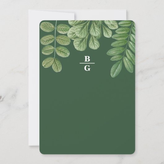 Moderne Waterverf groen smaragd groene bruiloft Kaart (Achterkant)