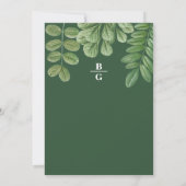 Moderne Waterverf groen smaragd groene bruiloft Kaart (Achterkant)
