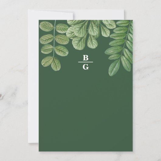 Moderne Waterverf groen smaragd groene bruiloft Kaart (Achterkant)