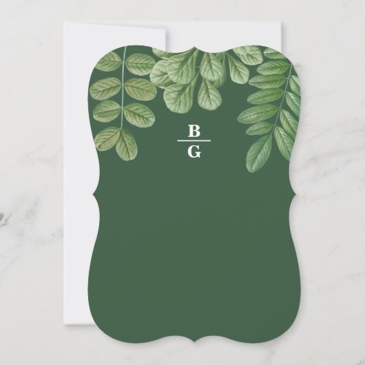 Moderne Waterverf groen smaragd groene bruiloft Kaart (Achterkant)