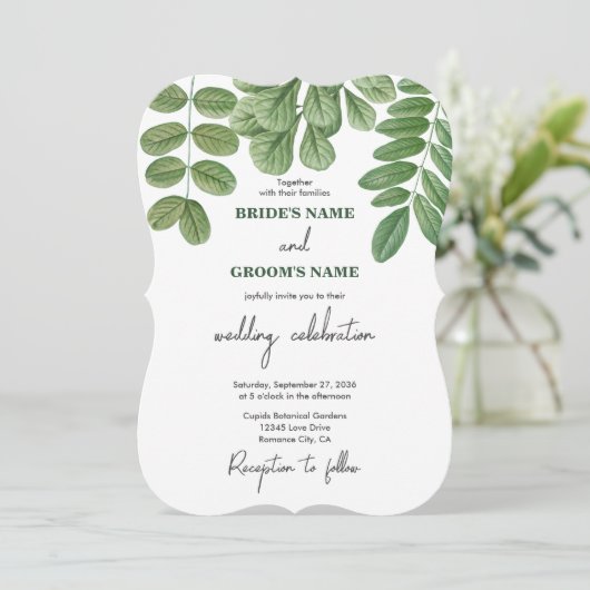 Moderne Waterverf groen smaragd groene bruiloft Kaart (Staand voorkant)