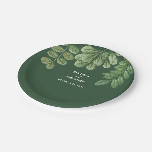 Moderne Waterverf groen smaragd groene bruiloft Papieren Bordje (Gekanteld)