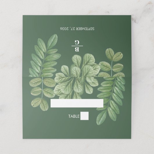 Moderne Waterverf groen smaragd groene bruiloft Plaatskaartje (Buitenkant ongevouwen)