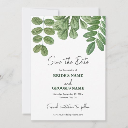 Moderne Waterverf groen smaragd groene bruiloft Save The Date (Voorkant)