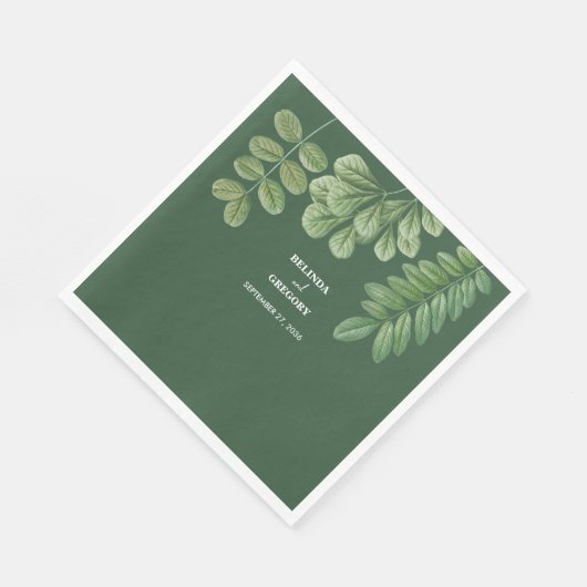 Moderne Waterverf groen smaragd groene bruiloft Servet (Hoek)
