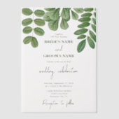 Moderne Waterverf groen smaragd groene bruiloft Vellum Uitnodigingen (Voorkant)