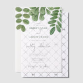 Moderne Waterverf groen smaragd groene bruiloft Vellum Uitnodigingen (Offset (Uitnodiging))