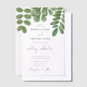 Moderne Waterverf groen smaragd groene bruiloft Vellum Uitnodigingen (Offset)