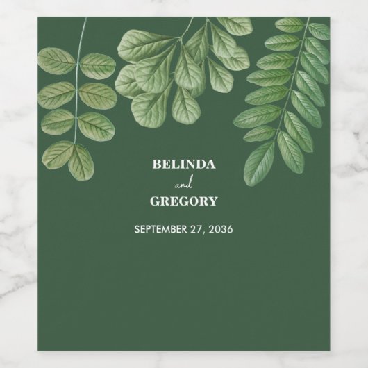 Moderne Waterverf groen smaragd groene bruiloft Wijn Etiket (Enkel label)