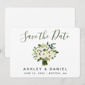 Moderne Waterverf groen sparen Datum B Save The Date (Voorkant / Achterkant)