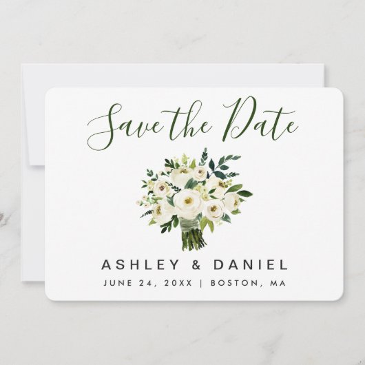 Moderne Waterverf groen sparen Datum B Save The Date (Voorkant)