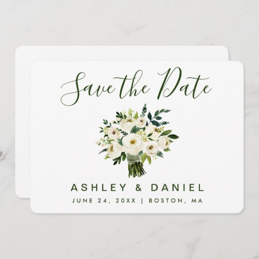 Moderne Waterverf groen sparen de Datum Save The Date (Voorkant / Achterkant)