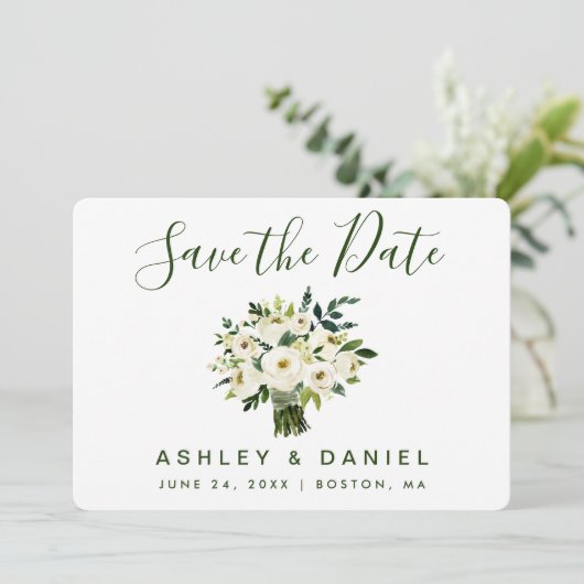 Moderne Waterverf groen sparen de Datum Save The Date (Staand voorkant)